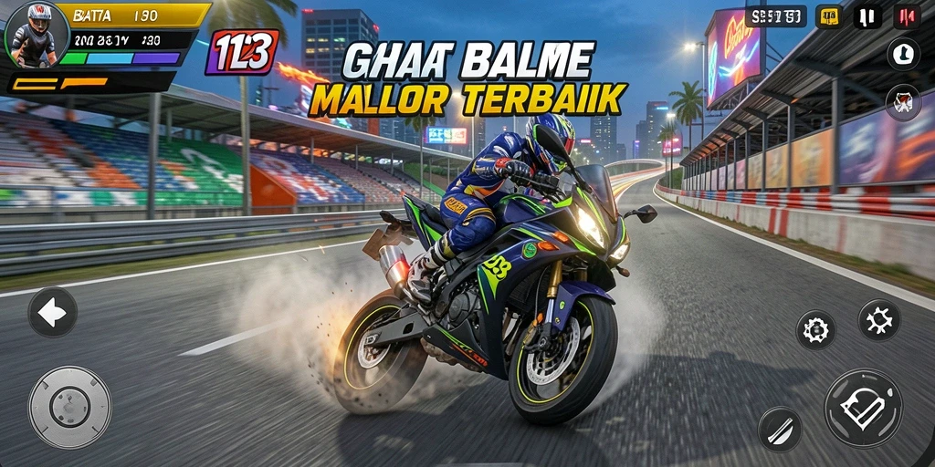 Screenshot utama BATA123 yang menunjukkan aksi balap motor yang mendebarkan.