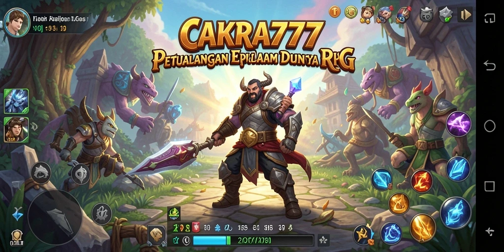 Tampilan gameplay CAKRA777 dengan karakter dan pertarungan yang intens.