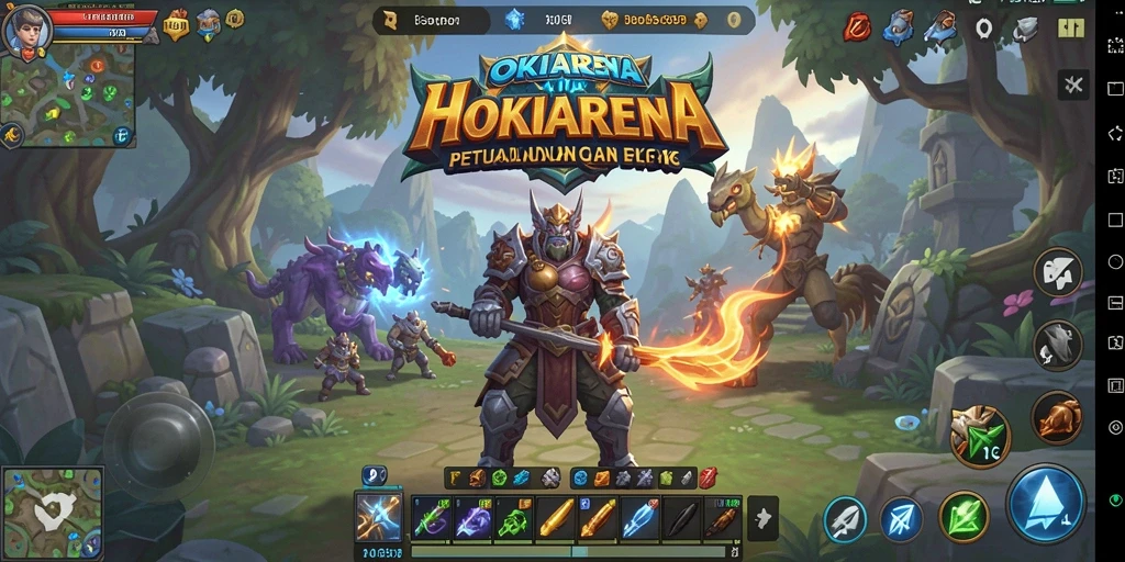 Tampilan gameplay HOKIARENA menampilkan pertarungan mendebarkan di dunia fantasi.