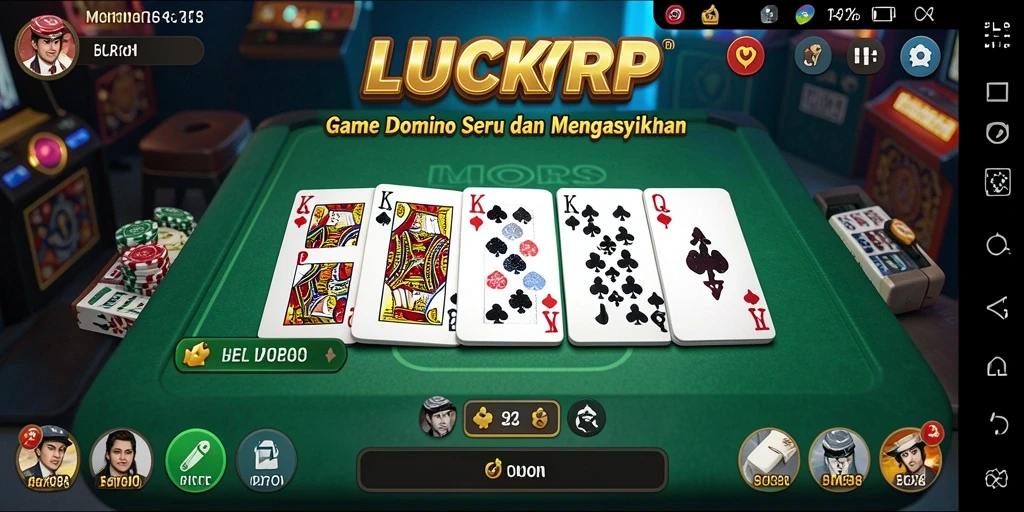 Tampilan gameplay seru di LUCKYRP dengan giat bermain Domino.