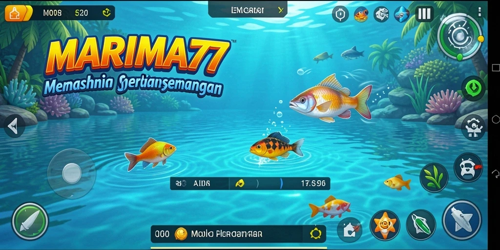 Tampilan seru gameplay memancing di MARIMA77.