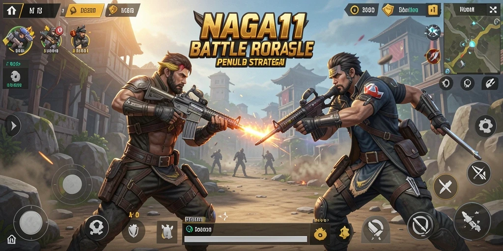 Screenshot NAGA11 menampilkan aksi seru dalam pertempuran Battle Royale.