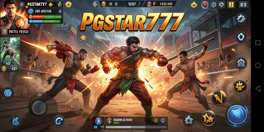 Screenshot gameplay PGSTAR777 menunjukkan aksi seru di arena Battle Royale.