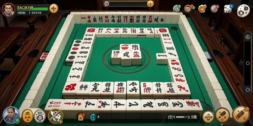 Tampilan menarik dari gameplay Mahjong di RACIK198.