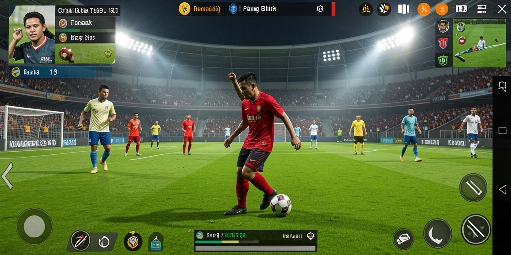 Tampilan gameplay V89 yang menegangkan saat pertandingan sepak bola.
