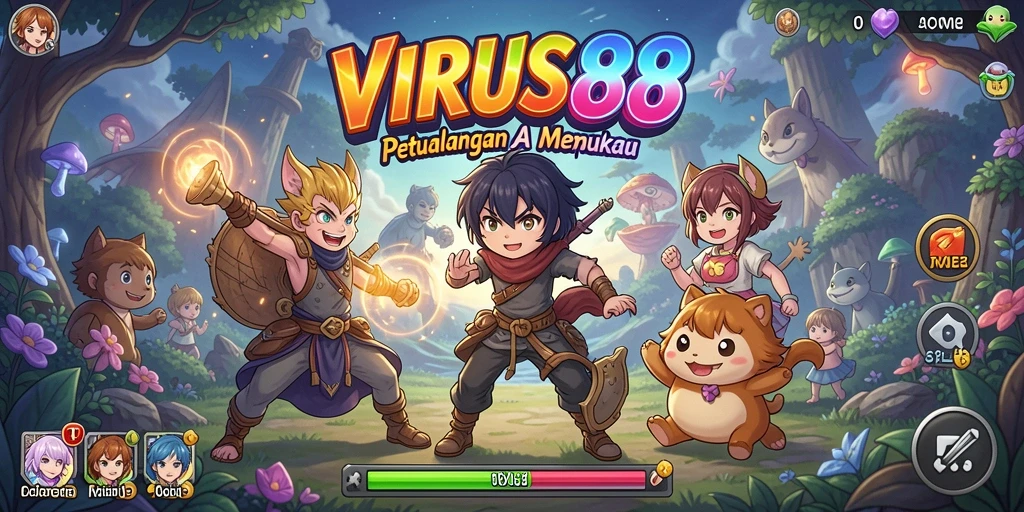 Screenshot gameplay menunjukkan pertarungan epik dalam dunia Anime.