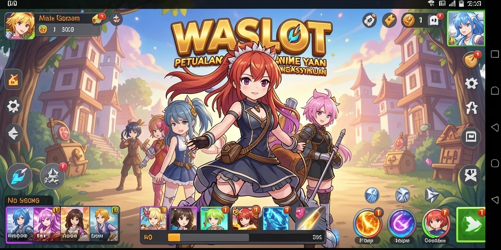 Screenshot utama WASLOT menampilkan aksi seru di dunia anime.
