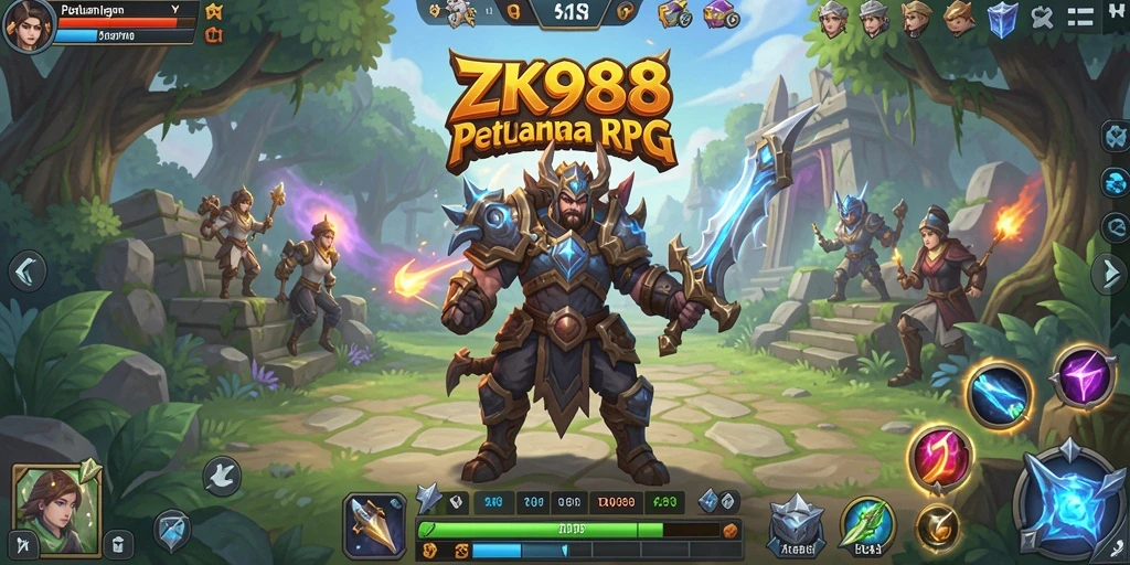 Screenshot ZK988 menampilkan aksi pertempuran RPG yang seru.